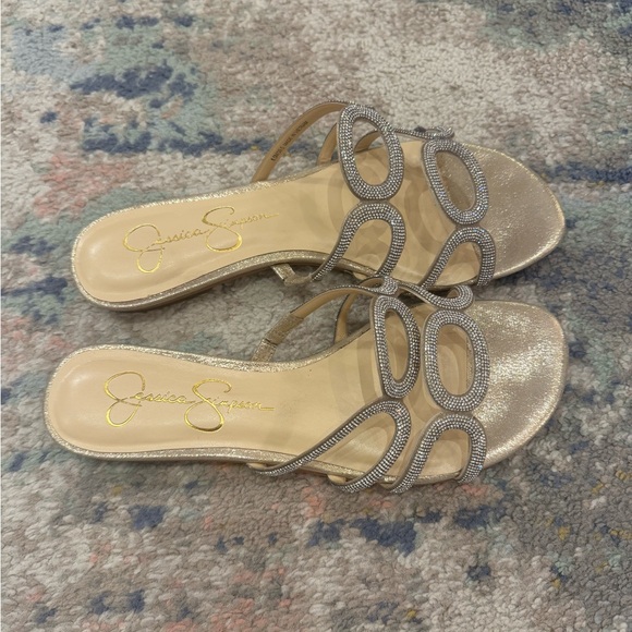 Jessica Simpson Gold Rhinestone Sandals - Picture 5 of 6